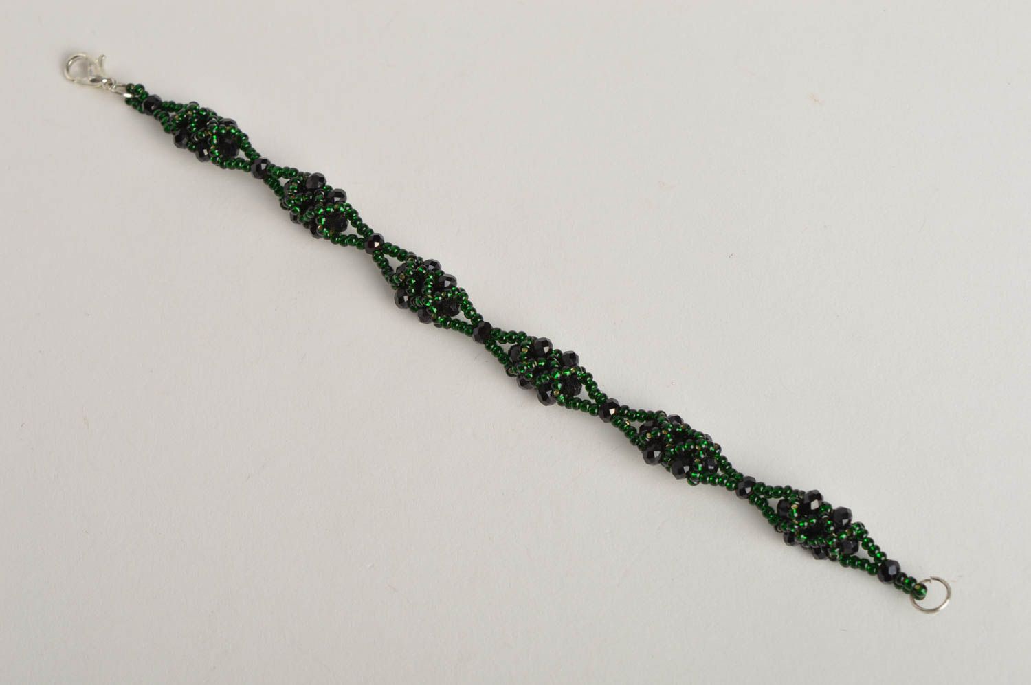 Dark green beaded bracelet costume jewelry for girls photo 2