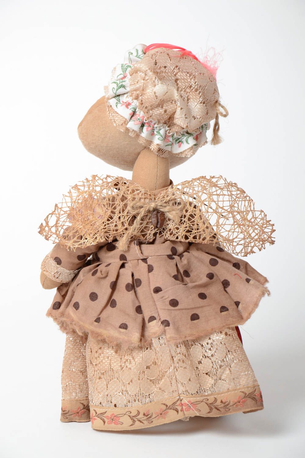 Muñeca de trapo hecha a mano original aromatizada de café y vainilla decorativa  foto 4