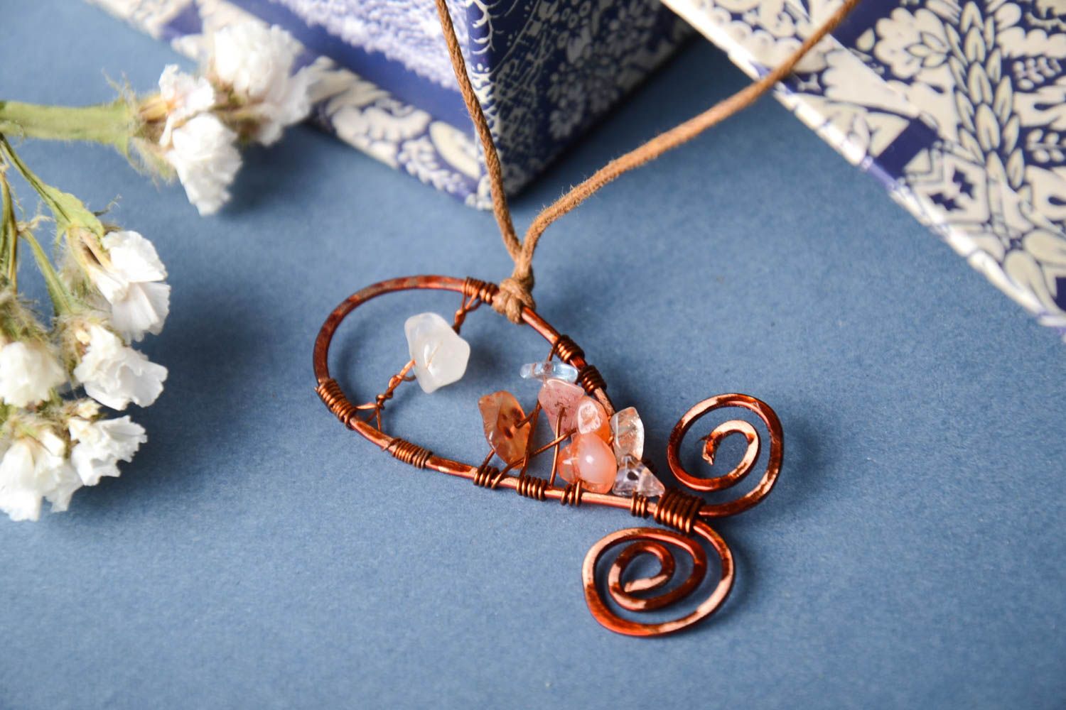 Handmade pendant unusual pendant designer accessory copper pendant gift ideas photo 1
