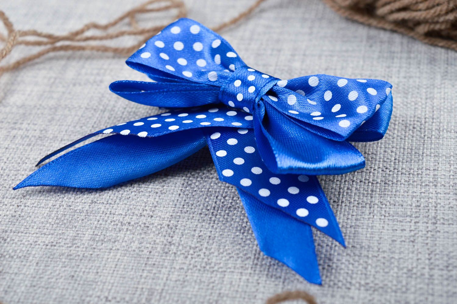 Haarspange Schleife handmade Schmuck für Kinder Haar Accessoire in Blau modisch foto 1