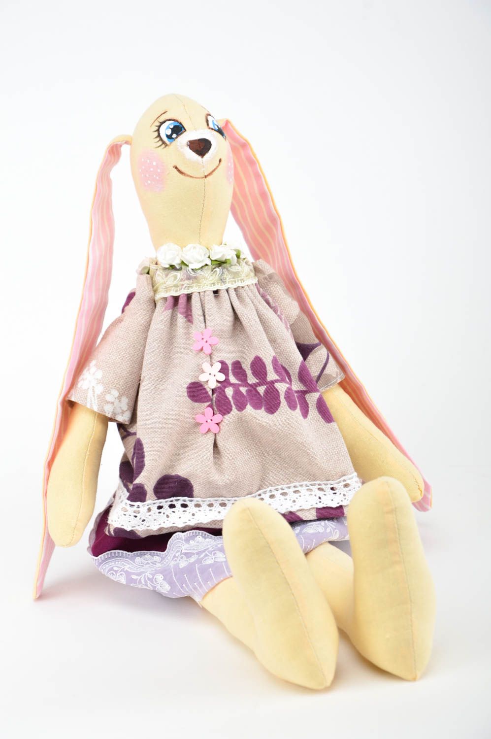 Juguete artesanal muñeca de trapo decorativa regalo para niña Liebre con vestido foto 2