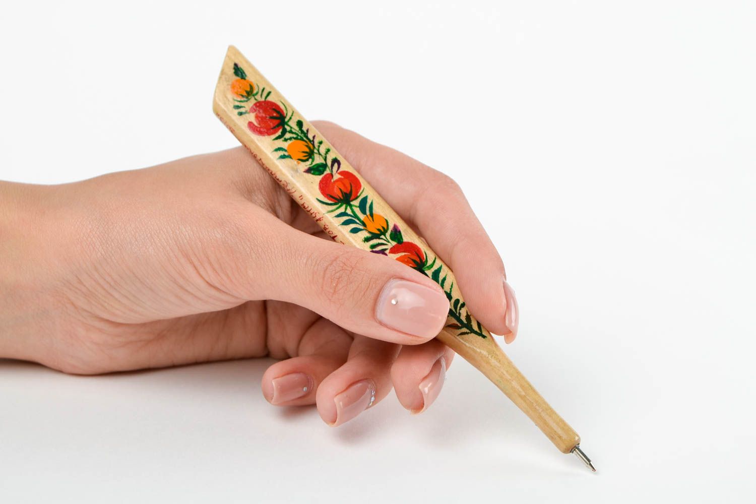 Красивая ручка подарок ручной работы с росписью деревянная ручка сувенирная фото 2
