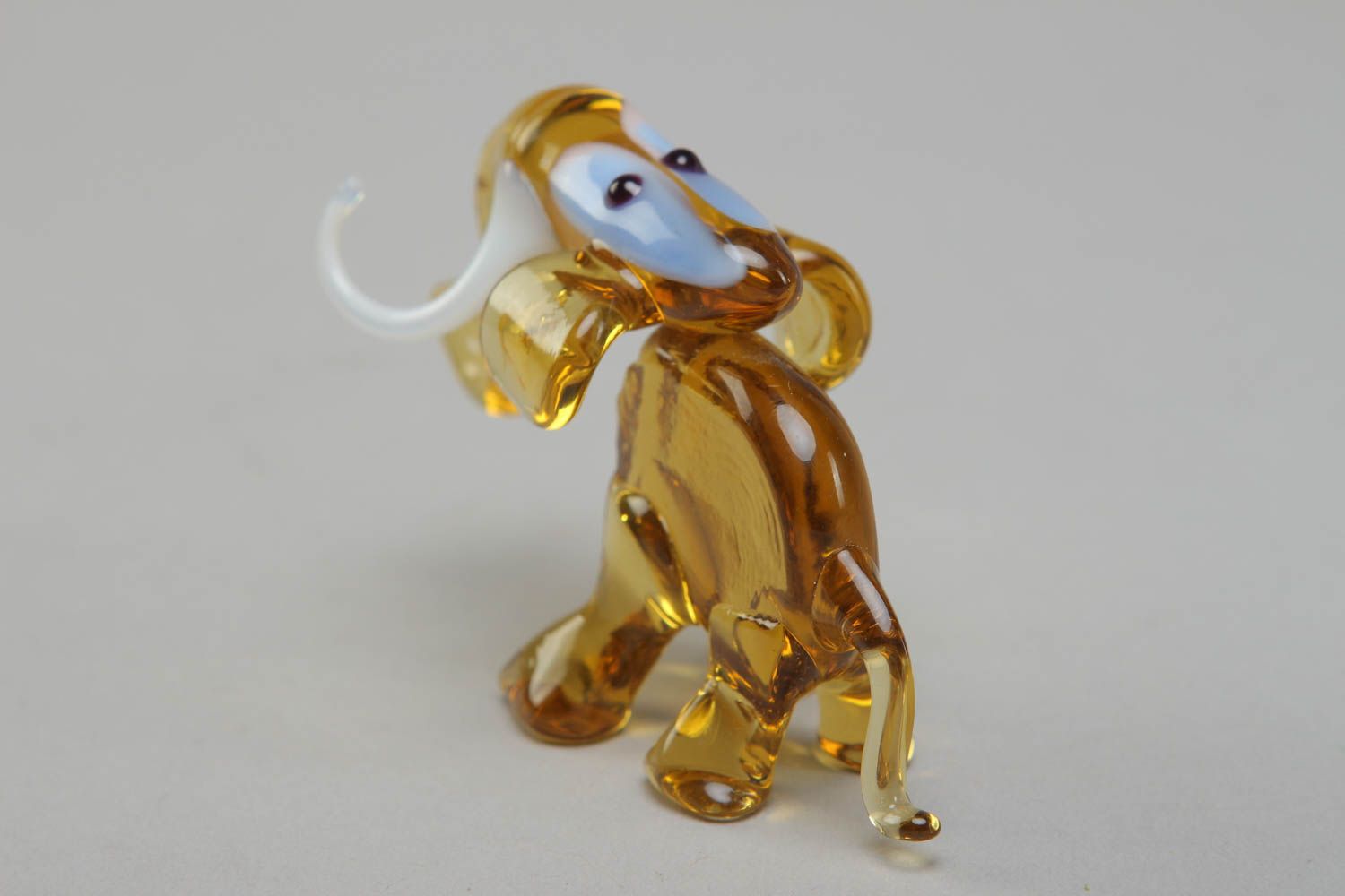 Petite figurine en verre au chalumeau éléphant jaune faite main décoration  photo 3