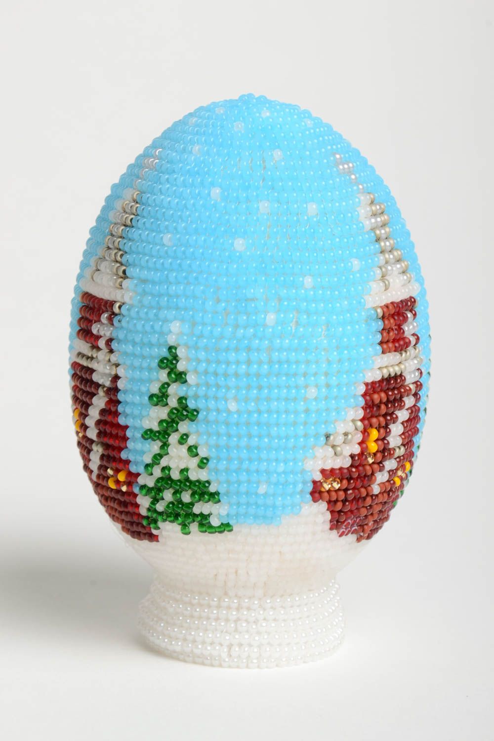 Wooden beaded Easter egg handmade decorative egg stylish Easter decor photo 2