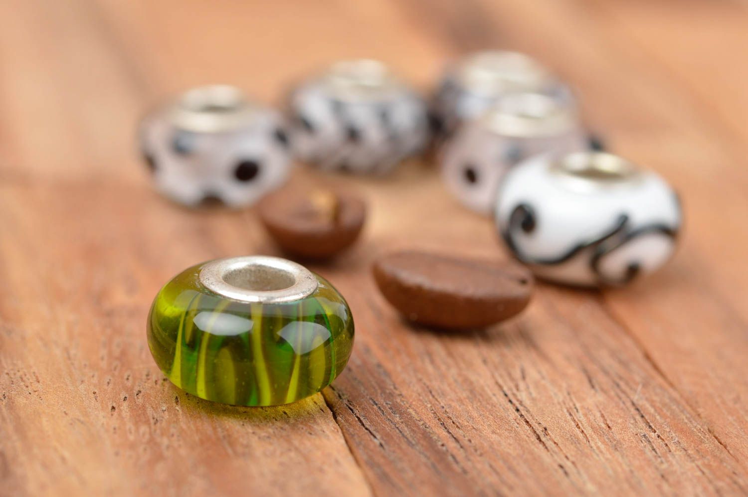 Lampwork Perlen handgemachte Glasperlen Schmuckperlen zum Basteln grün schön foto 1