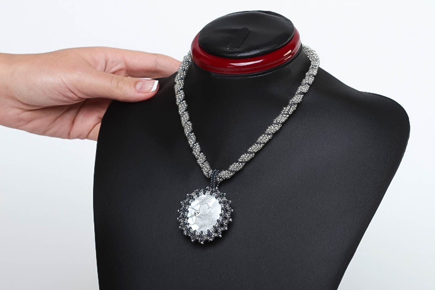 Unusual handmade pendant necklace neck pendant beaded necklace gift ideas photo 5