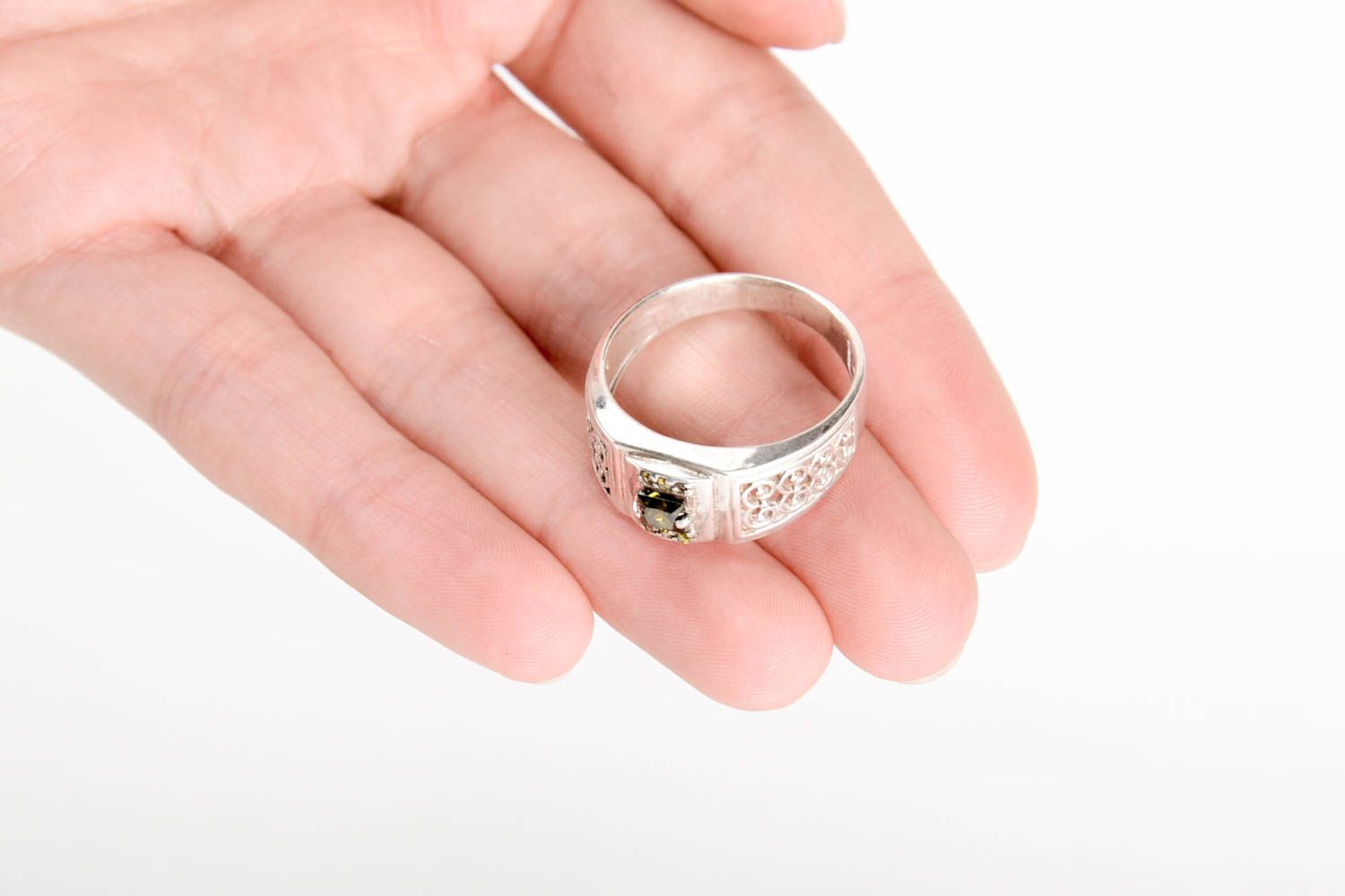 Anillo original hecho a mano bisutería artesanal anillo de plata con piedra foto 5