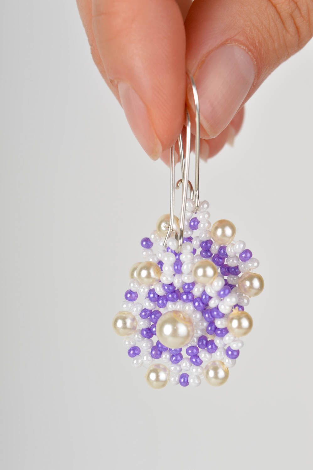 Handmade stunning jewelry unusual beaded earrings beautiful cute earrings photo 5