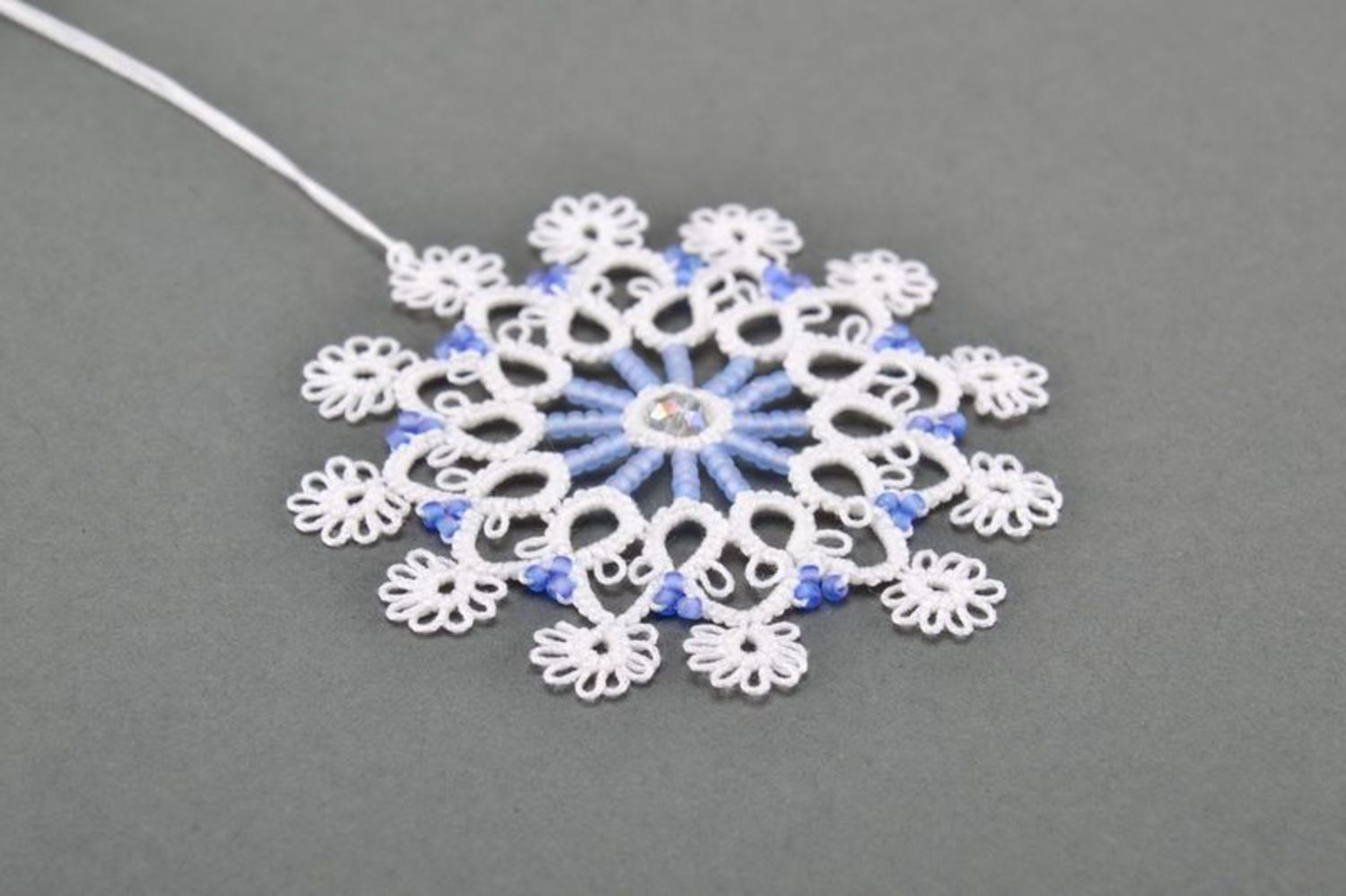 New Year's lace hanging decoration made of cotton Snowflake photo 2