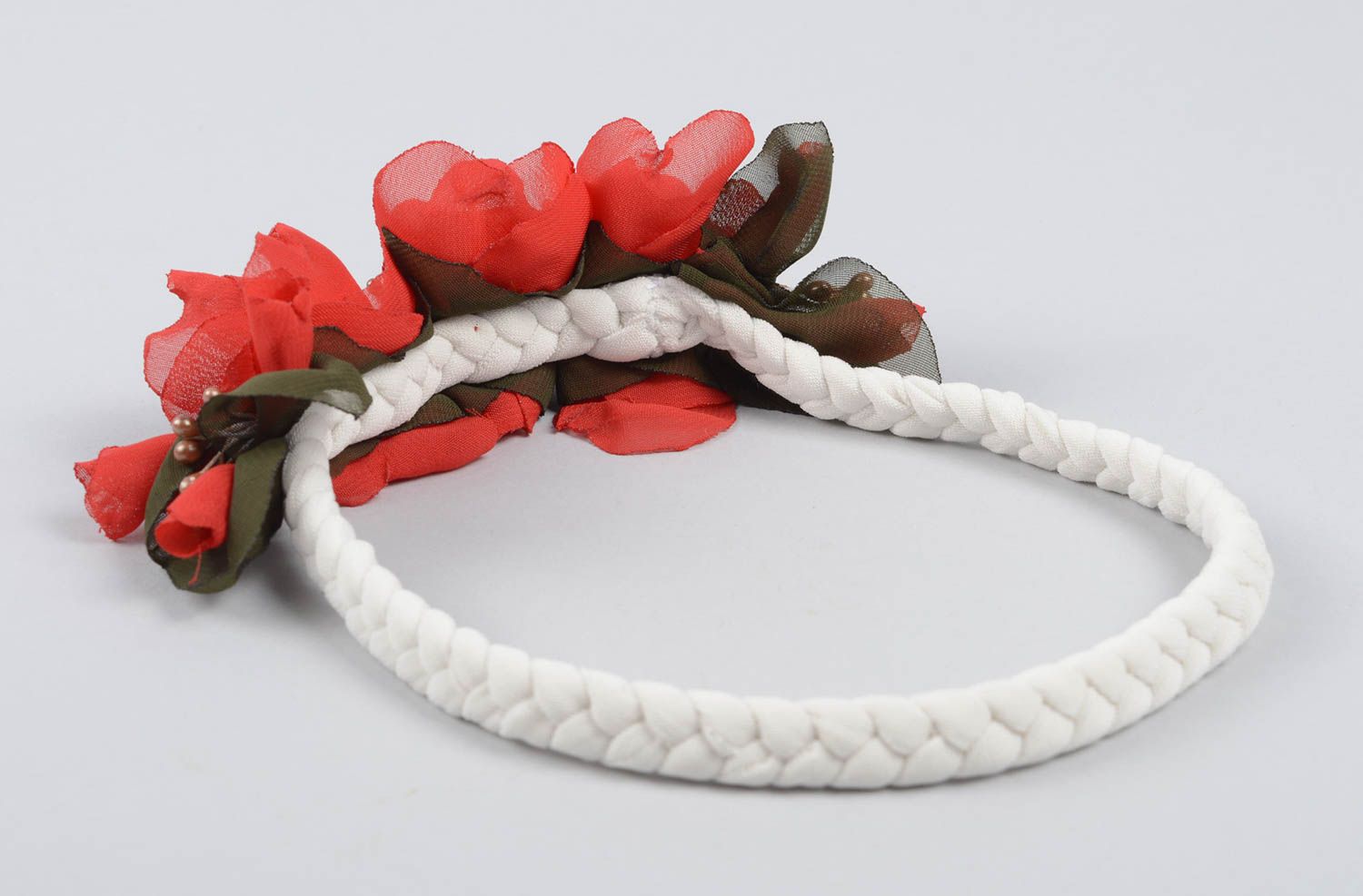 Rotes grelles Blumen Haarband handmade Designer Schmuck Accessoire für Haare foto 2