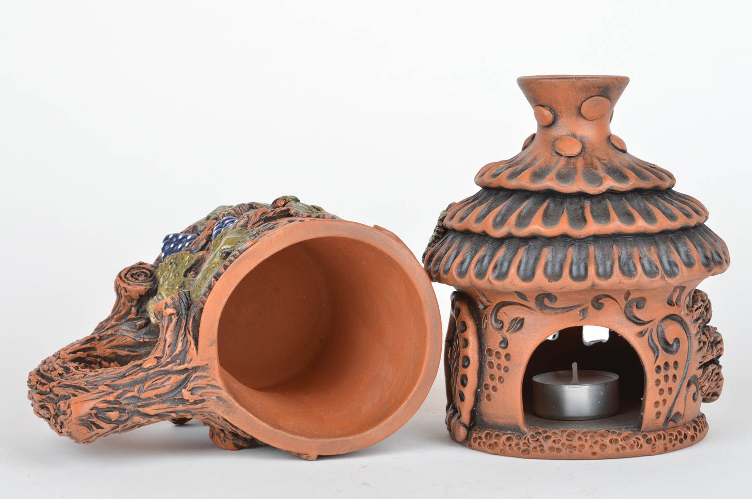 Geschirr Set handmade Keramik Duftlampe Getränke Untersetzer Küche Dekor 2 Stück foto 5