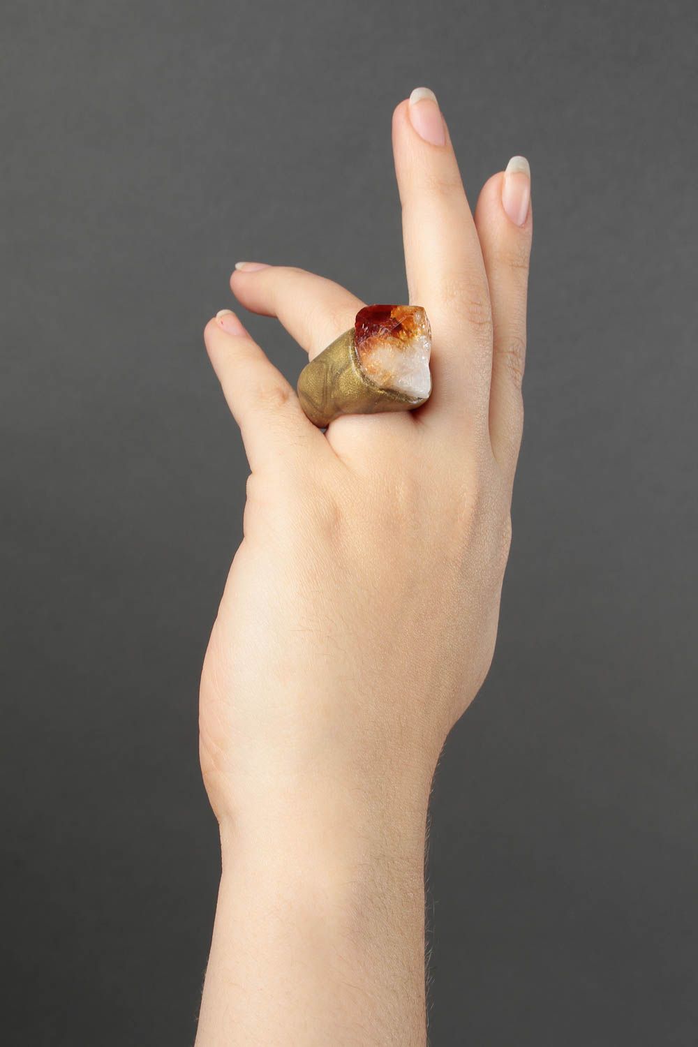 Кольцо ручной работы украшение из полимерной глины украшение кольцо крупное фото 1