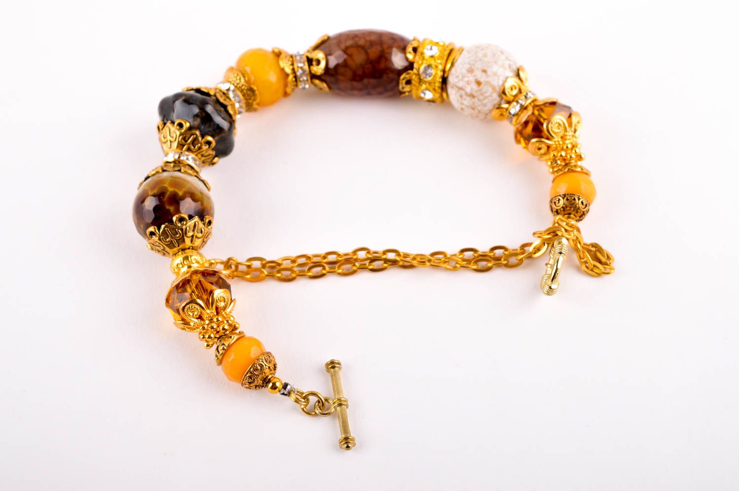 Handmade brass bracelet beaded bracelet for girls brass jewelry metal accessory photo 4