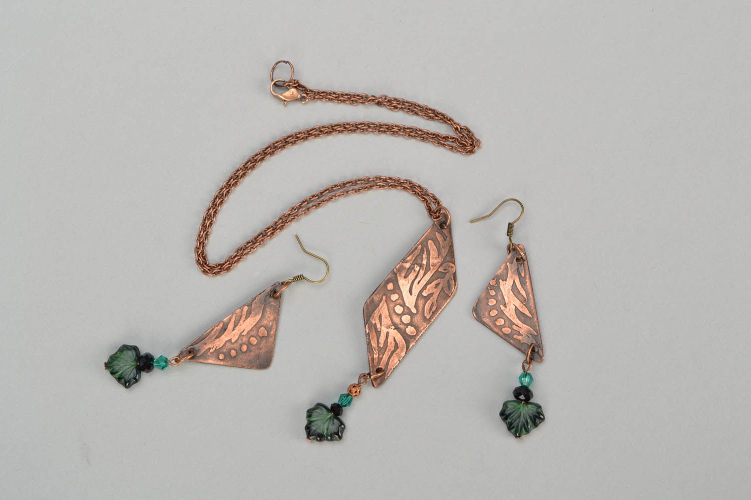 Conjunto de jóias de cobre acessórios de metal artesanais  foto 3