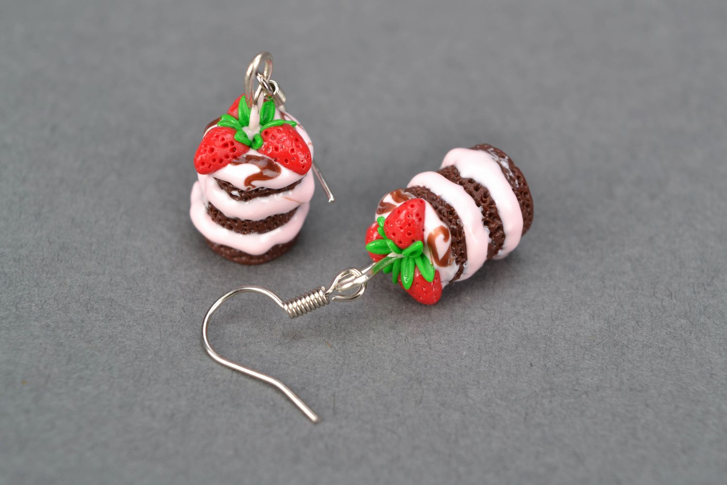 Polymer clay earrings in the shape of cakes photo 4