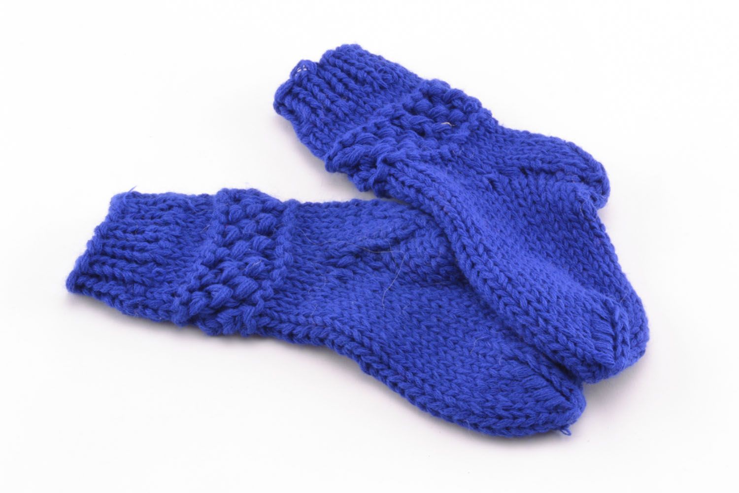 Calcetines de lana tejidos a mano Azules	 foto 4