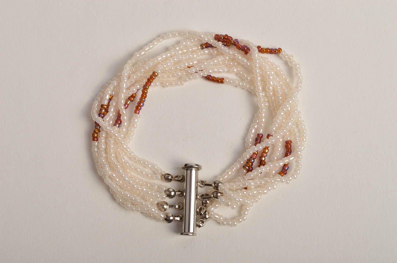 Multi-layer white beads bangle wrist bracelet for women photo 4