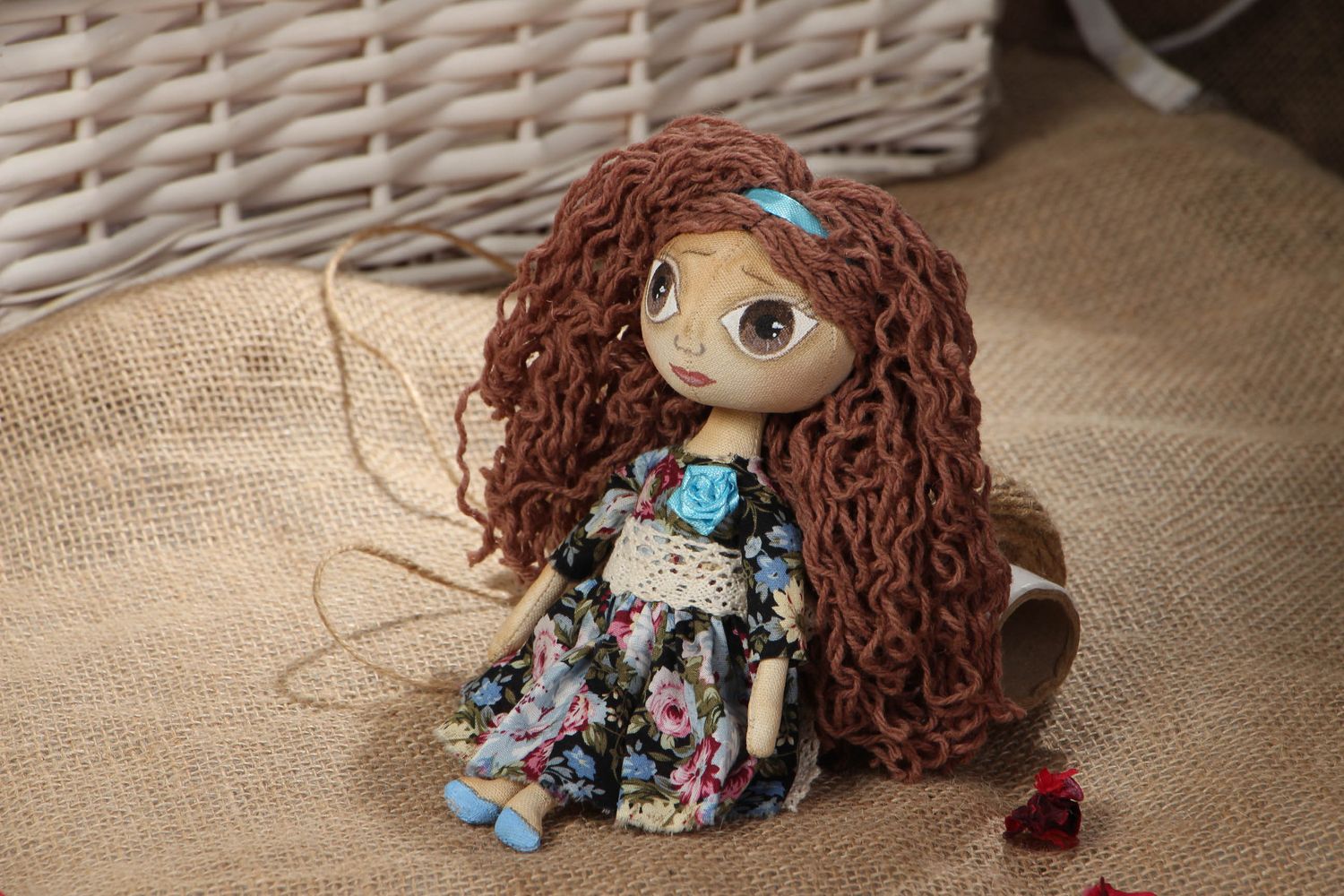 Designer fabric doll painted with acrylics photo 1