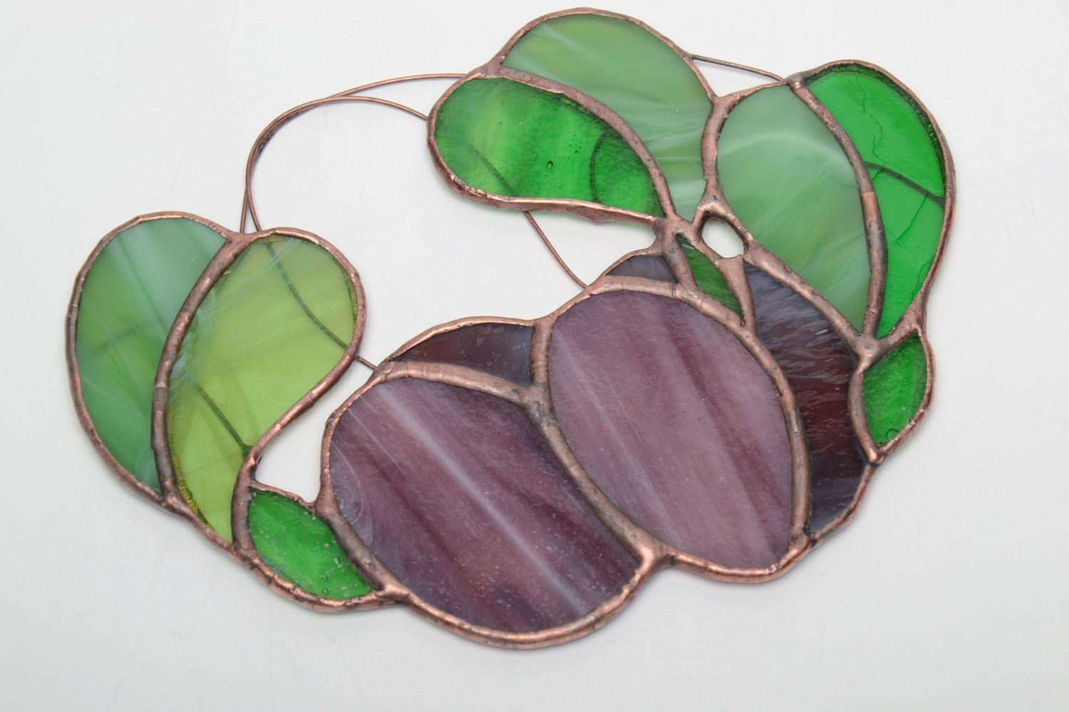 Stained glass interior pendant in the shape of plums photo 4