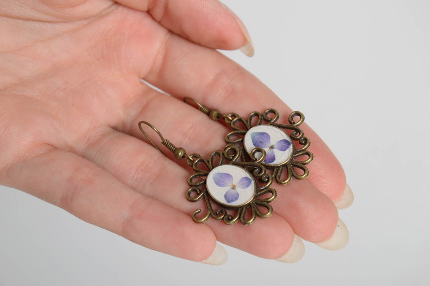 Handmade earrings unusual acvcessory epoxy resin jewelry handmade gift for her photo 5
