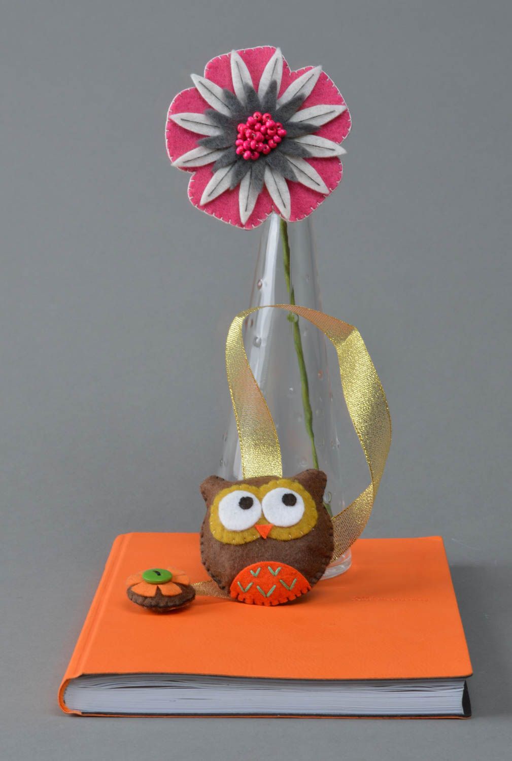 Beautiful handmade decorative designer felt bookmark owl with embroidery photo 1