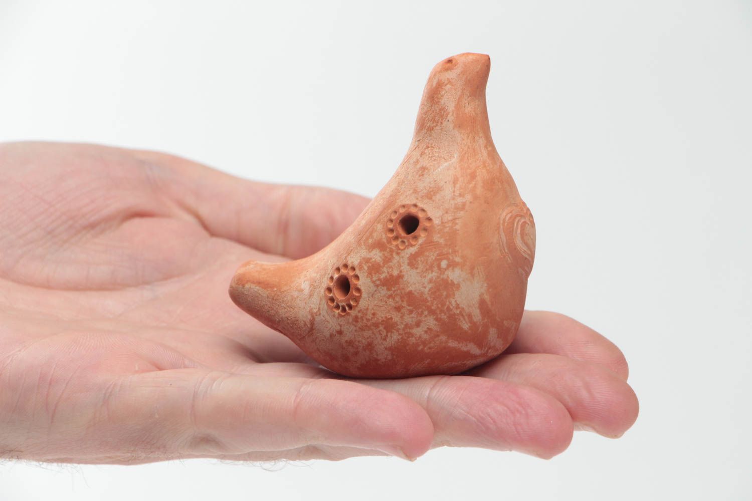 Ocarina sifflet en terre cuite fait main design ethnique en forme d'oiseau photo 5