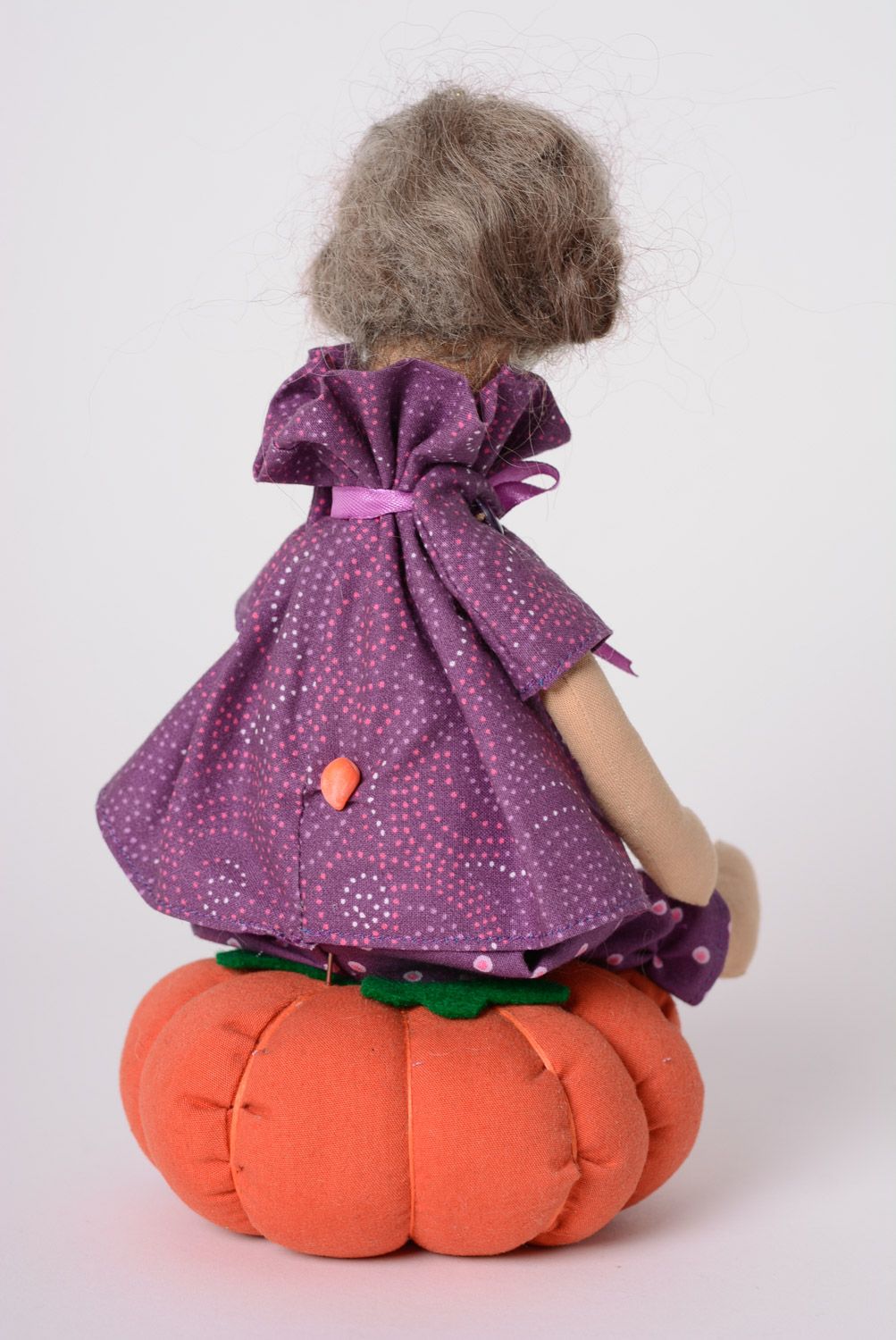 Poupée en tissu de coton et feutre décorative faite main Citrouille pour enfant photo 5