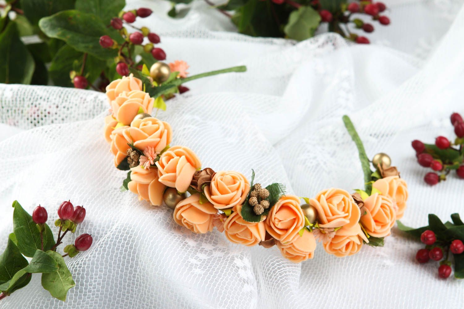 Serre-tête fleurs Bijou fait main Accessoire cheveux marquant design cadeau photo 1