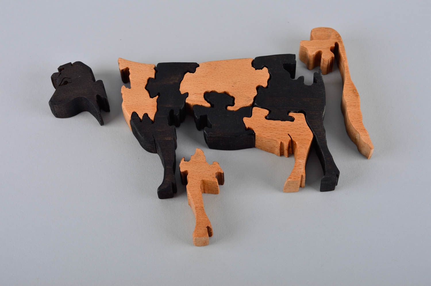 Rompecabeza de madera artesanal pasatiempo original juguete infantil vaca foto 5