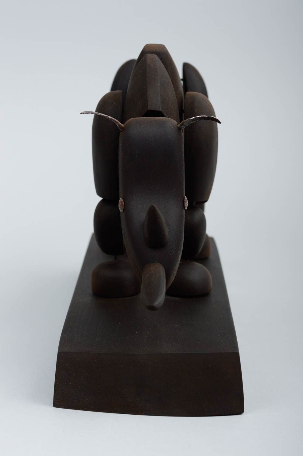 Statuette en bois fait main Décoration en bois Idee deco maison rhinocéros noir photo 2