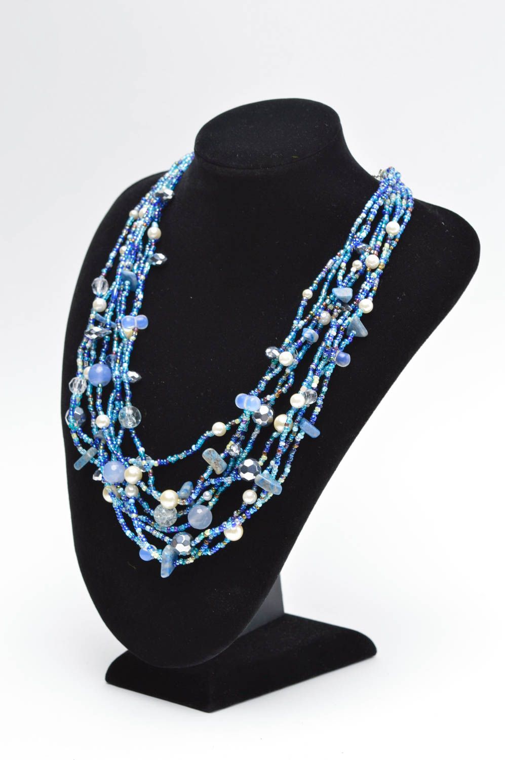Blaue Glasperlen handmade Damen Halskette Halsschmuck für Damen Schmuck Collier foto 5