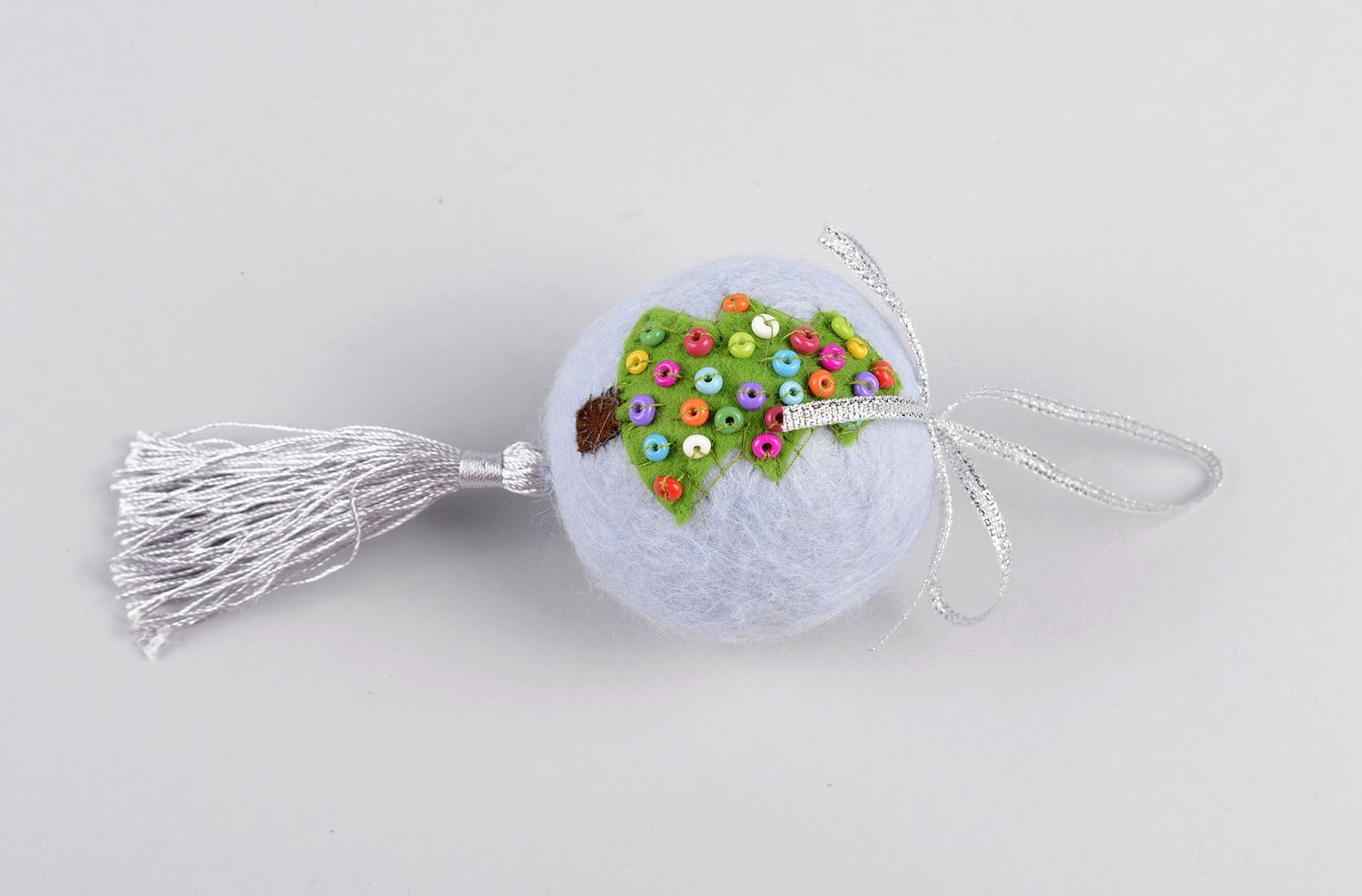 Décoration sapin Boule en laine fait main à suspendre design Accessoire Noël photo 2