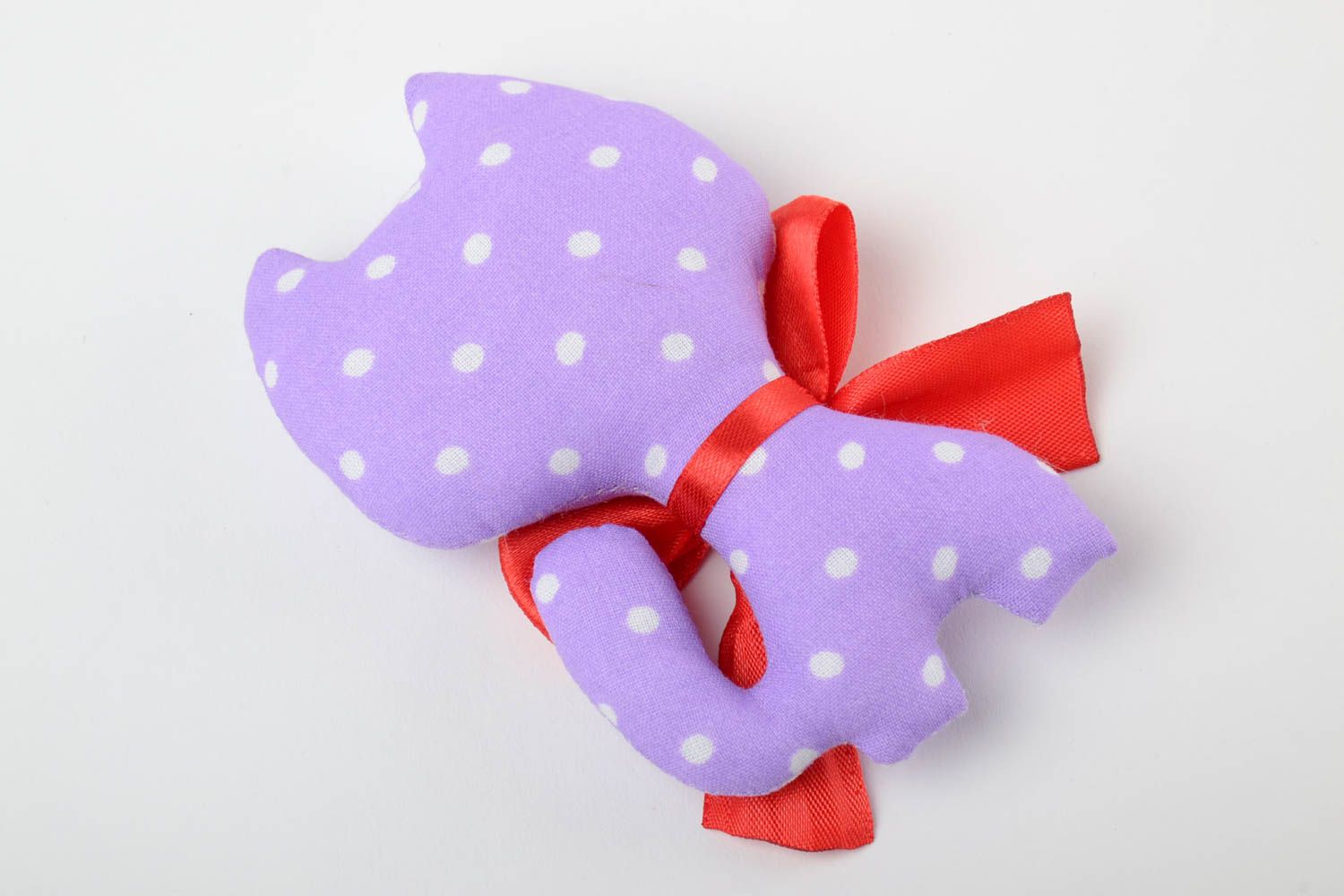 Small handmade children's natural chintz fabric soft toy Cat photo 3