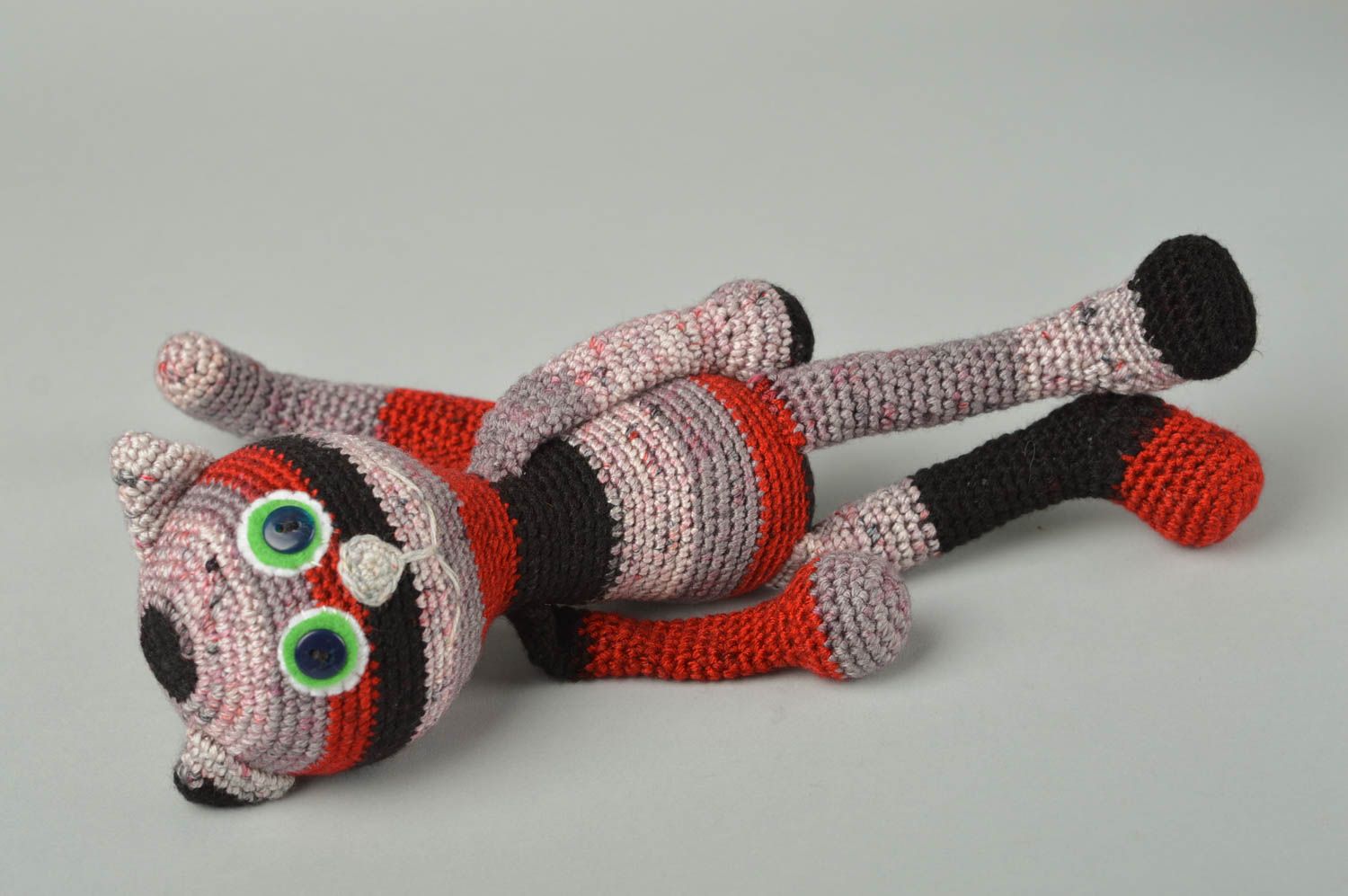 Crocheted red cat toy handmade cotton cat toy kids soft toy crochet small toy    photo 5