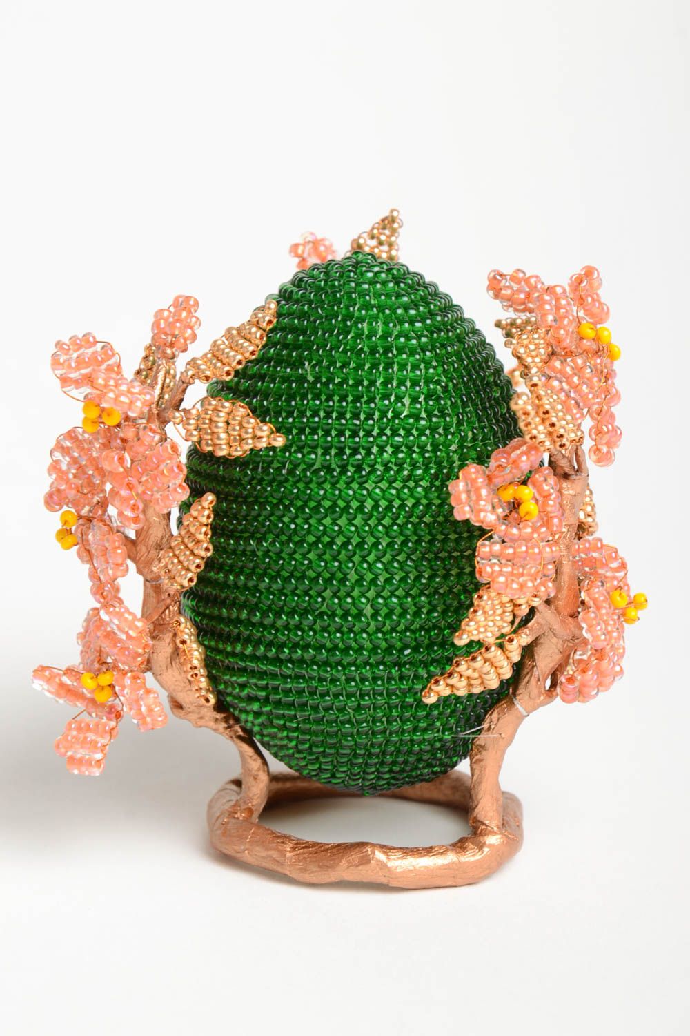 Яйцо из бисера украшение на Пасху ручной работы декоративный элемент подарок фото 2
