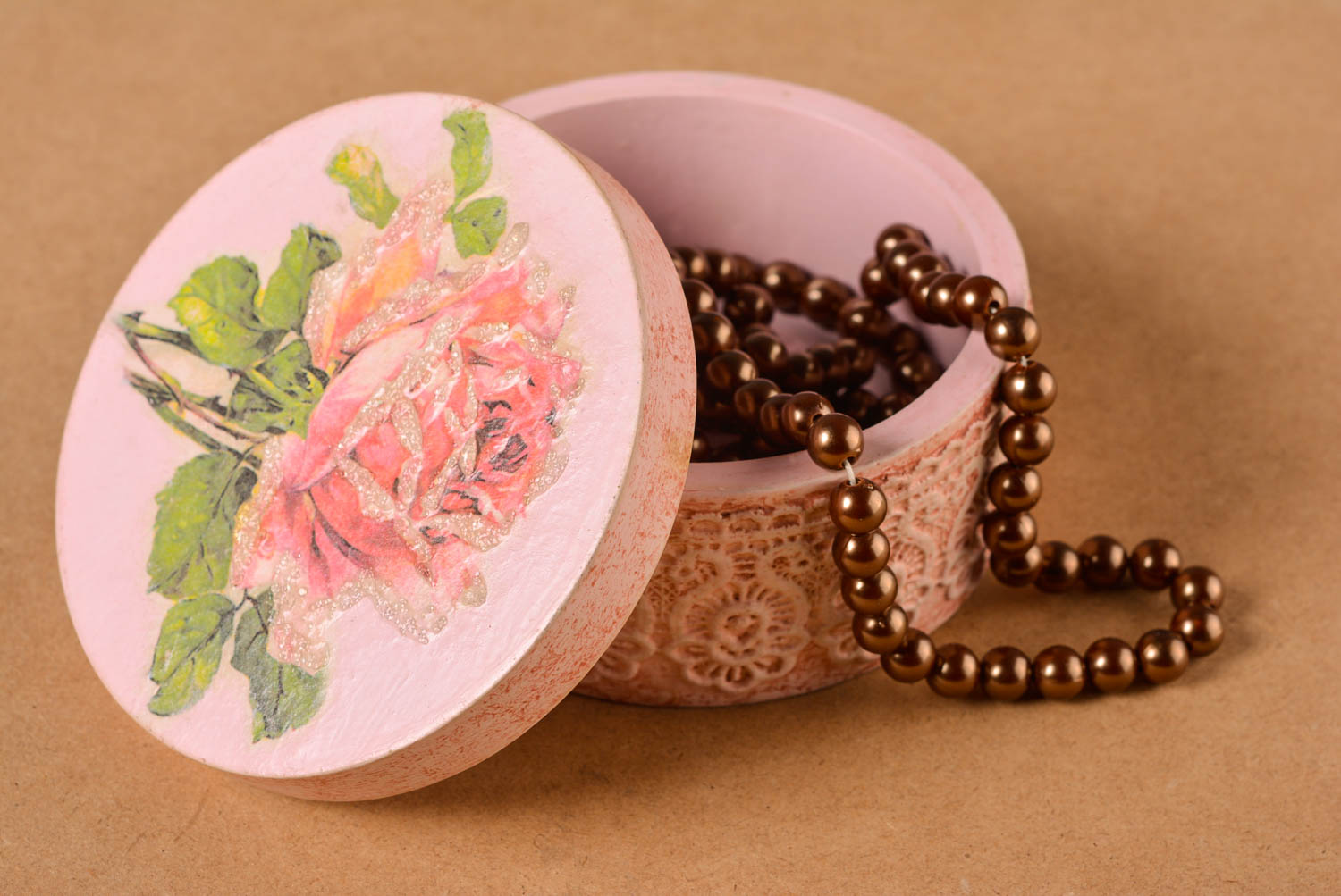 Handmade jewelry box interior decor jewelry box with flowers decorative use only photo 1