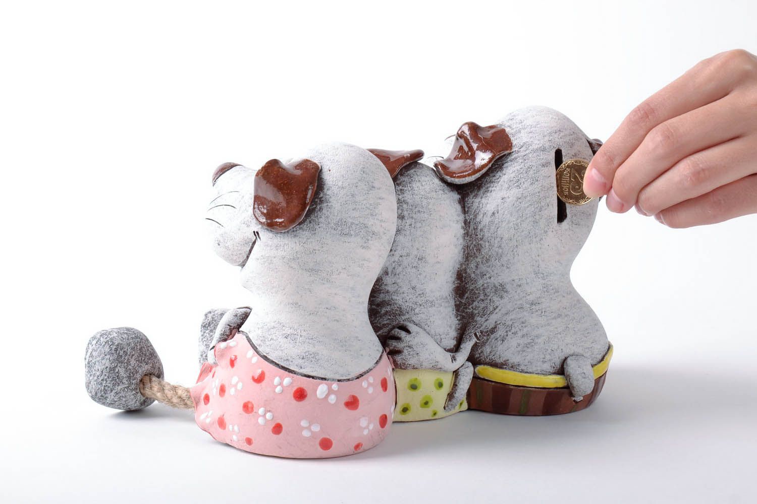 Handgemachte Spardose aus Keramik Hunde foto 4