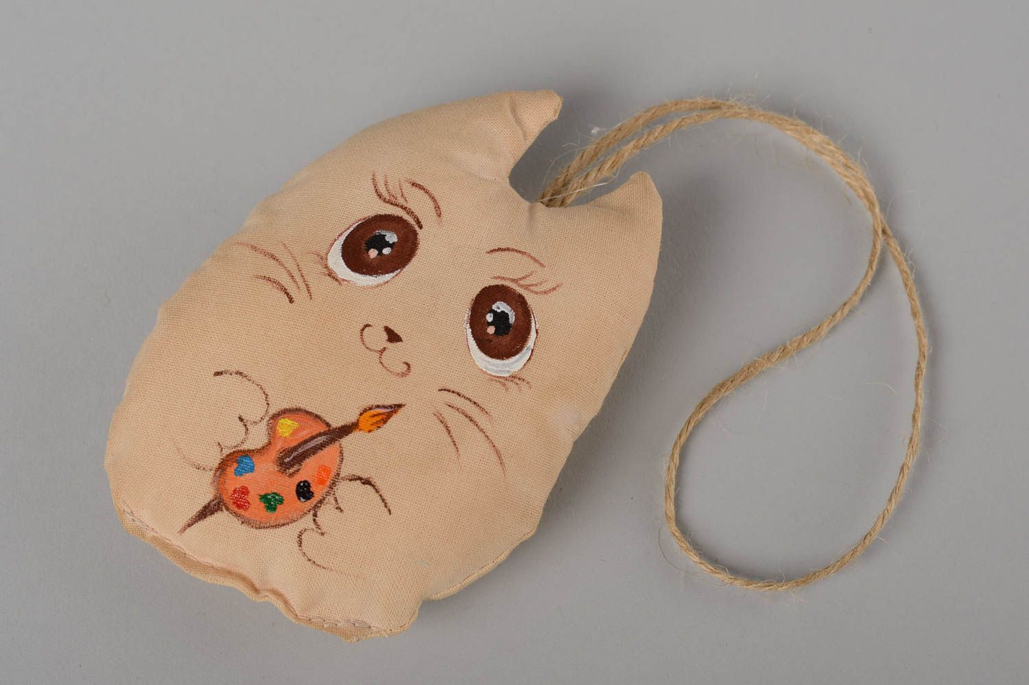 Мягкая подвеска с росписью ручной работы мягкая игрушка декор для дома кот фото 2