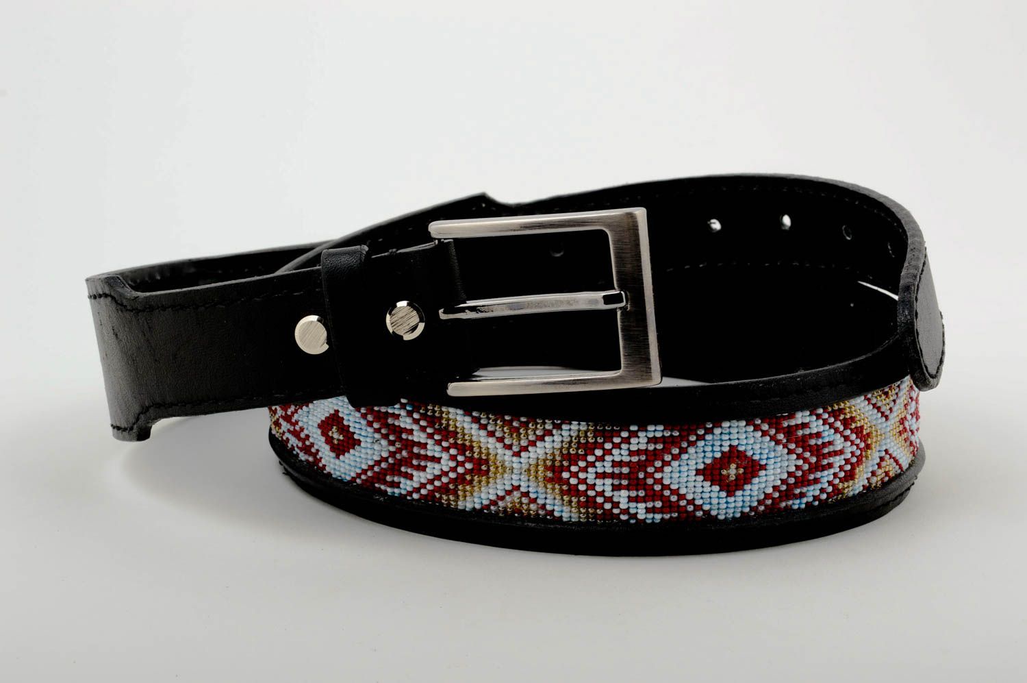 Handmade belt for men leather belt unusual belts beaded belt for women photo 2