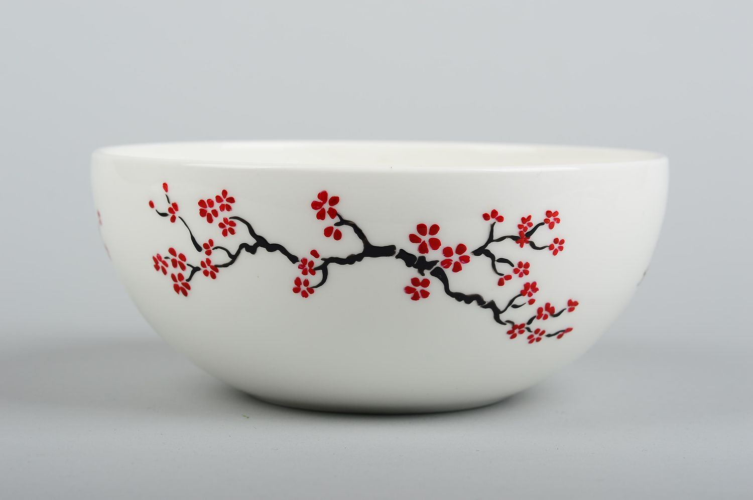 Глубокая тарелка ручной работы посуда для кухни с цветочками глиняная посуда фото 3