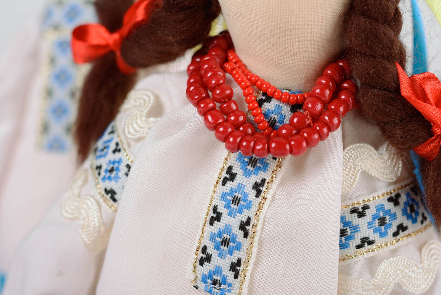 Set of 2 handmade designer soft dolls man and woman in ethnic Ukrainian costumes photo 4
