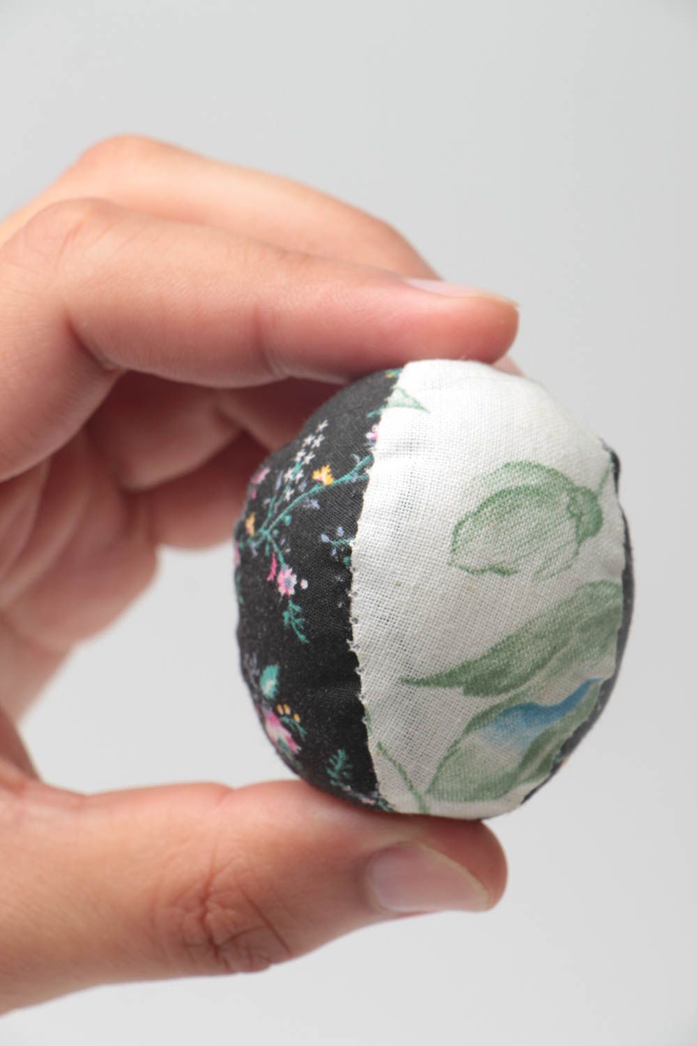 Handmade decorative fabric Easter egg soft toy sewn of chintz colorful designer photo 5