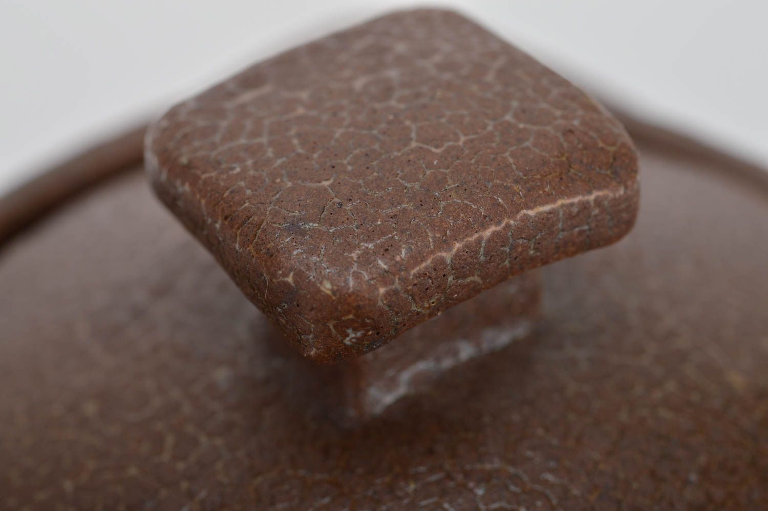 Sucrier en terre cuite fait main carré de design original couleur brune photo 4