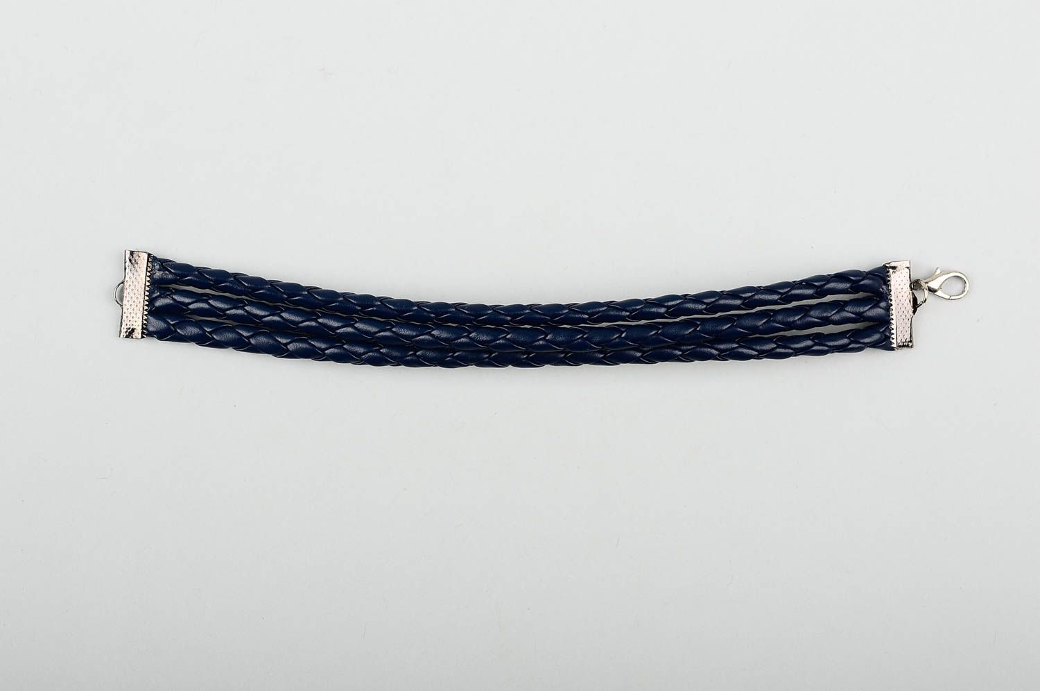 Handmade beautiful leather bracelet woven textile bracelet elegant accessory photo 4