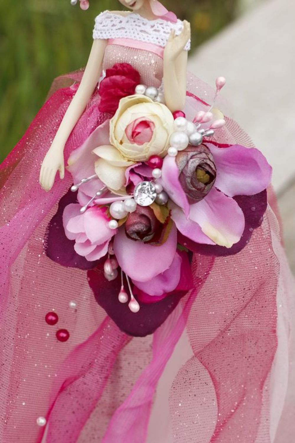 Bambola in vestito roseo pupazzo decorativo accessori per nozze decorative
 foto 2