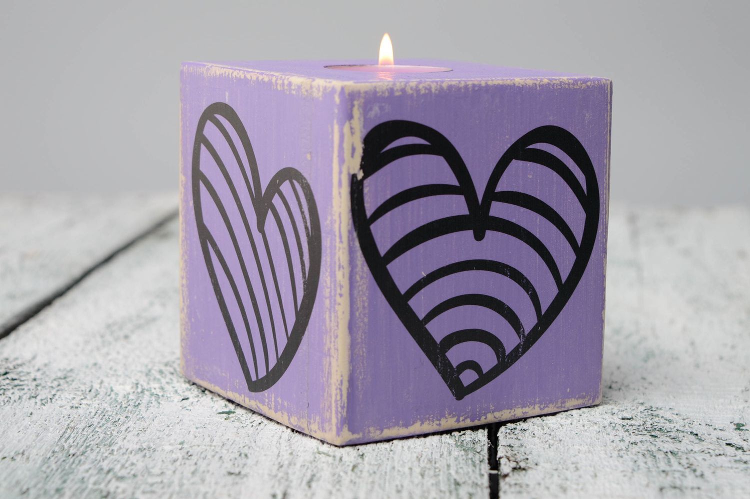 Decoupage wooden candlestick for one candle photo 4
