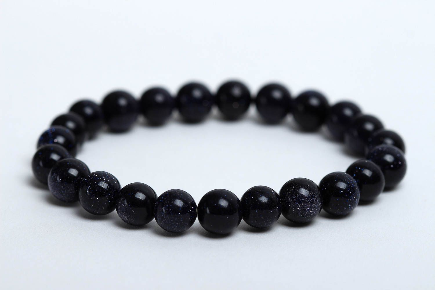 Handmade natural aventurine stone beaded bracelet in black color for young girls photo 4