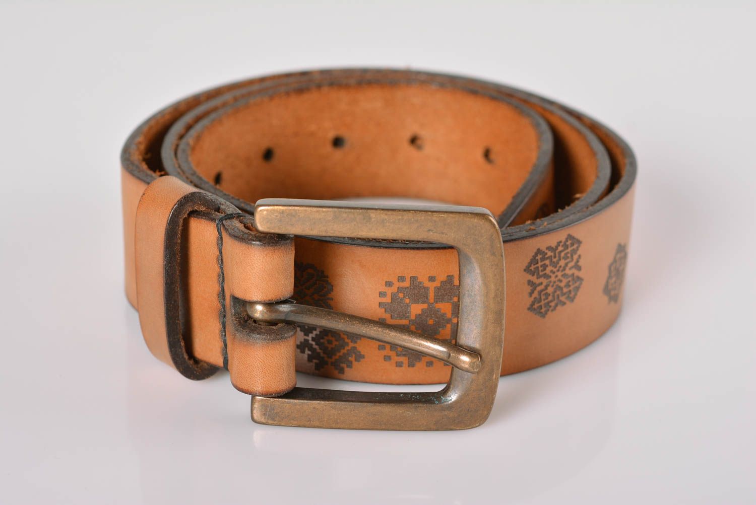 Leather belt handmade leather accessories birthday gifts for him leather goods photo 1