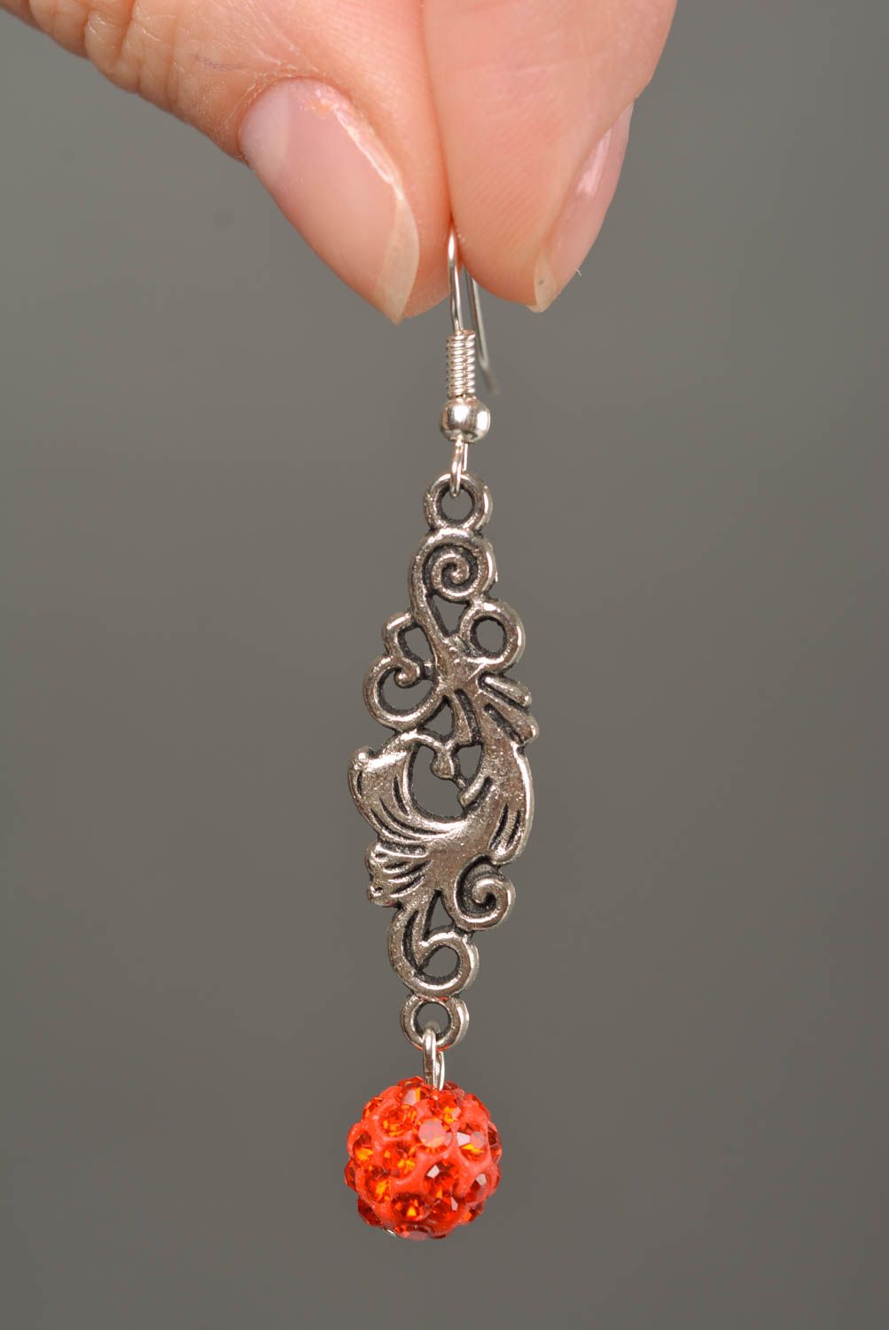 Longues boucles d'oreilles pendantes en métal avec strass belles faites main photo 2