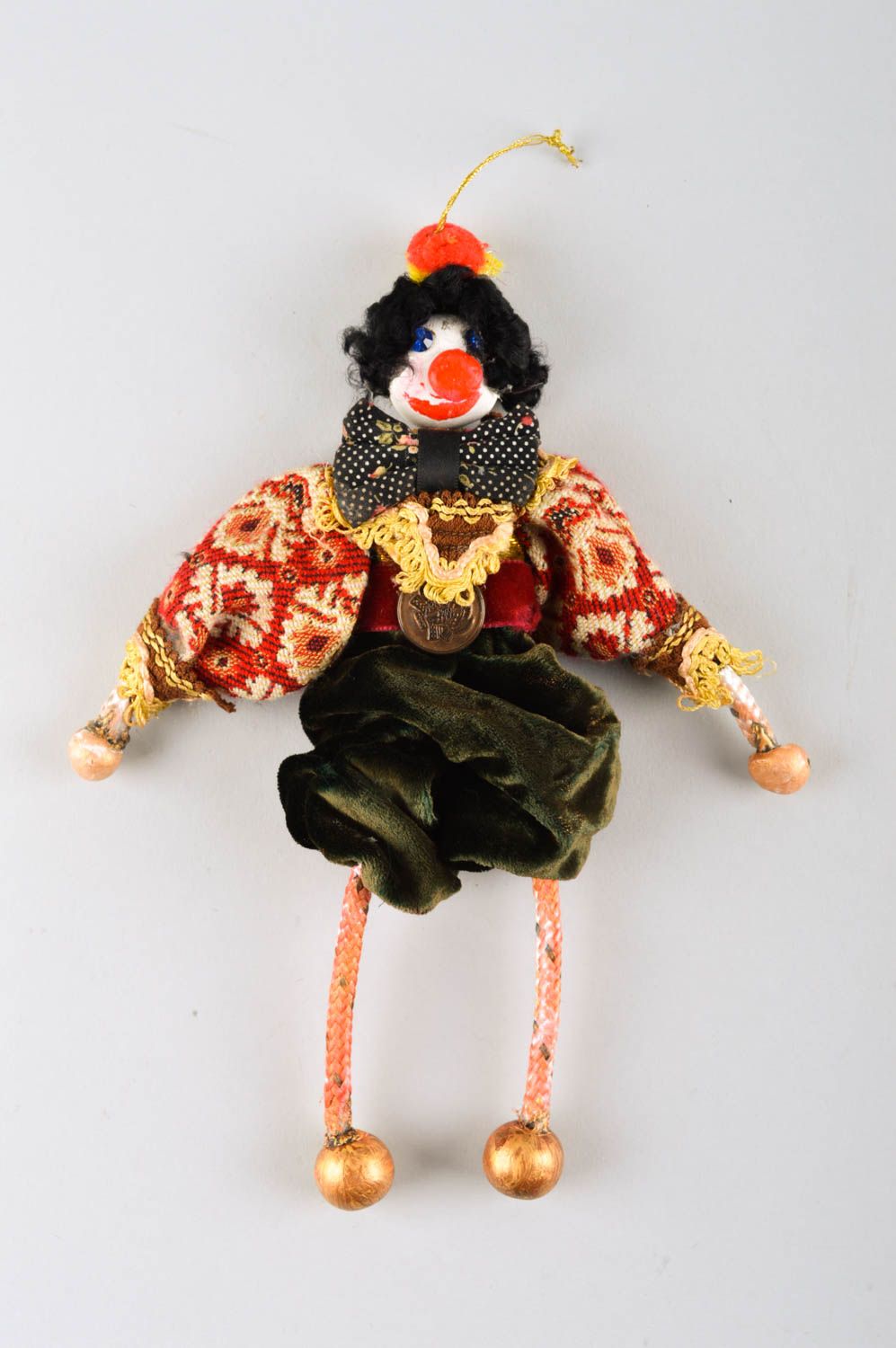 Poupée clown faite main Déco maison à suspendre de collection Cadeau original photo 2